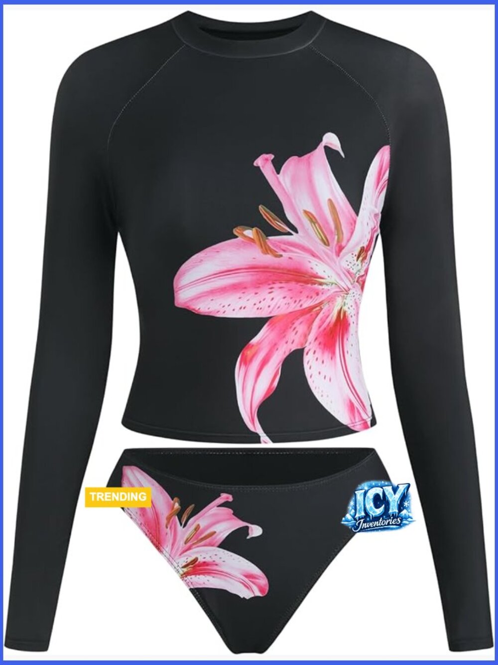 Long Sleeve Rash Guard Set with Briefs Sun Protection UPF 50+